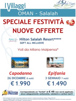 OMAN Capodanno ed Epifania all' Atlantis Club Hilton Salalah da € 1.490