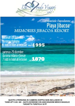 Capodanno a Cuba a Playa Jibacoa - partenza da Roma, Bologna, Milano e Firenze