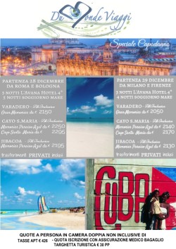 Capodanno a Cuba con  Havana + Soggiorno mare. Partenza voli da Firenze ,Milano, Roma e Bologna