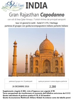 Capodanno in INDIA - Tour Gran Rajasthan -partenza 26 dicembre