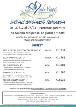 Capodanno in THAILANDIA partenza 27 Dicembre da Milano