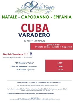 Natale Capodanno Epidania a Cuba (VARADERO)