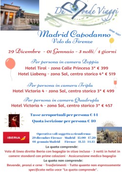 Capodanno a Madrid. Volo da Firenze